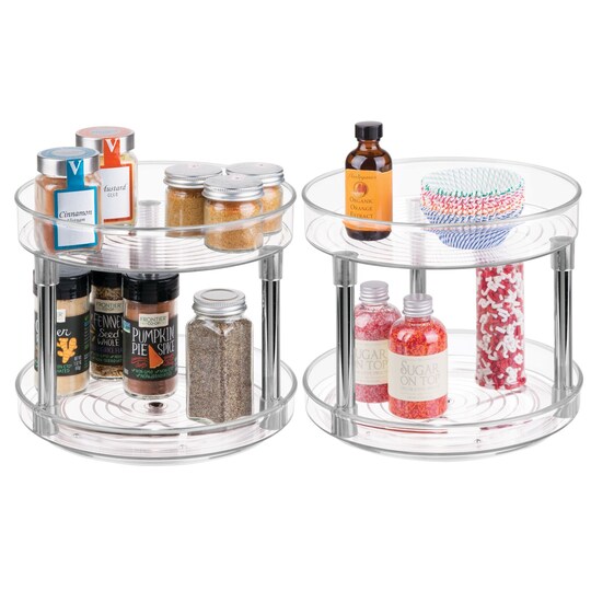 mDesign 2 Level Food Storage Lazy Susan Turntable, 9" Round, 2 Pack